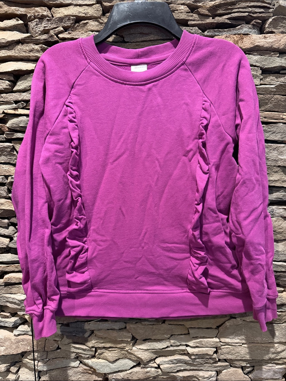 Hanna Andersson Girls' Ruffle-Trim Crewneck Sweatshirt - Magenta